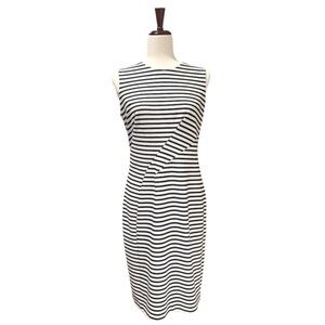 Taylor Black and White Striped Midi Dress